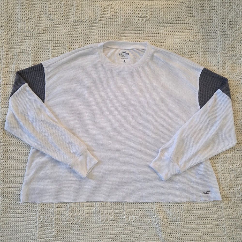 Hollister White and Grey Boyfriend Tee